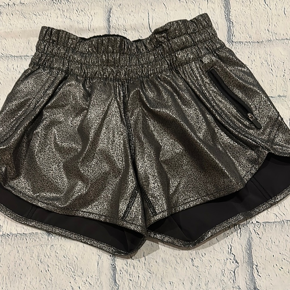 Lululemon Track That Metallic Silver Shorts